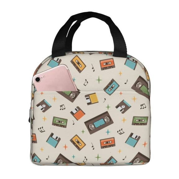 Vsdgher Retro Vintage Tape Lunch Bag, Lunch Box for Women Adult Men, Lunch Tote Insulated Cooler Lunch Container for Work/Office/Picnic/Travel