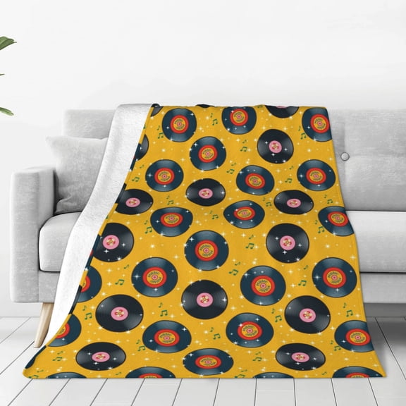 Vsdgher Retro Vinyl Records Ultra-Soft Micro flannel Blanket Throw Blankets for Couch Sofa, Bed (4 sizes)-50"x40"
