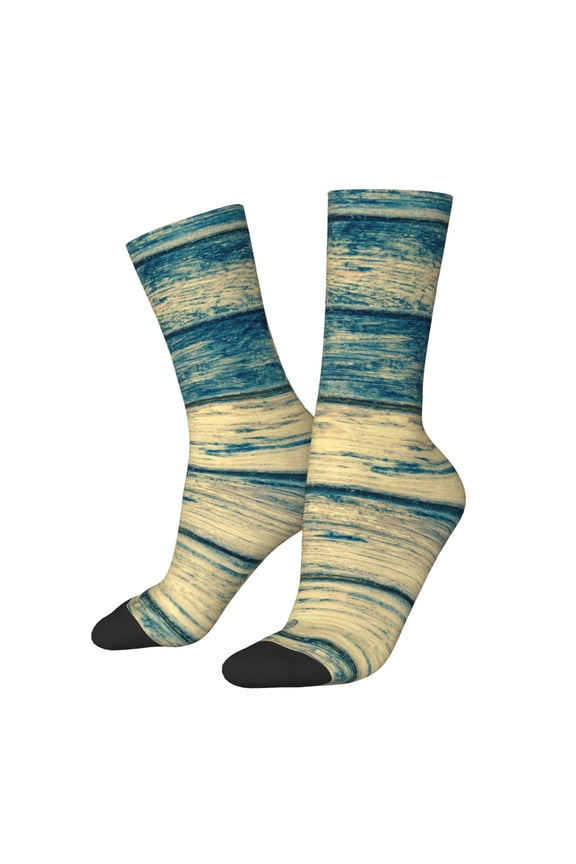 Retro Wooden Crew Socks for Men & Women, Breathable Casual Athletic Ankle Socks