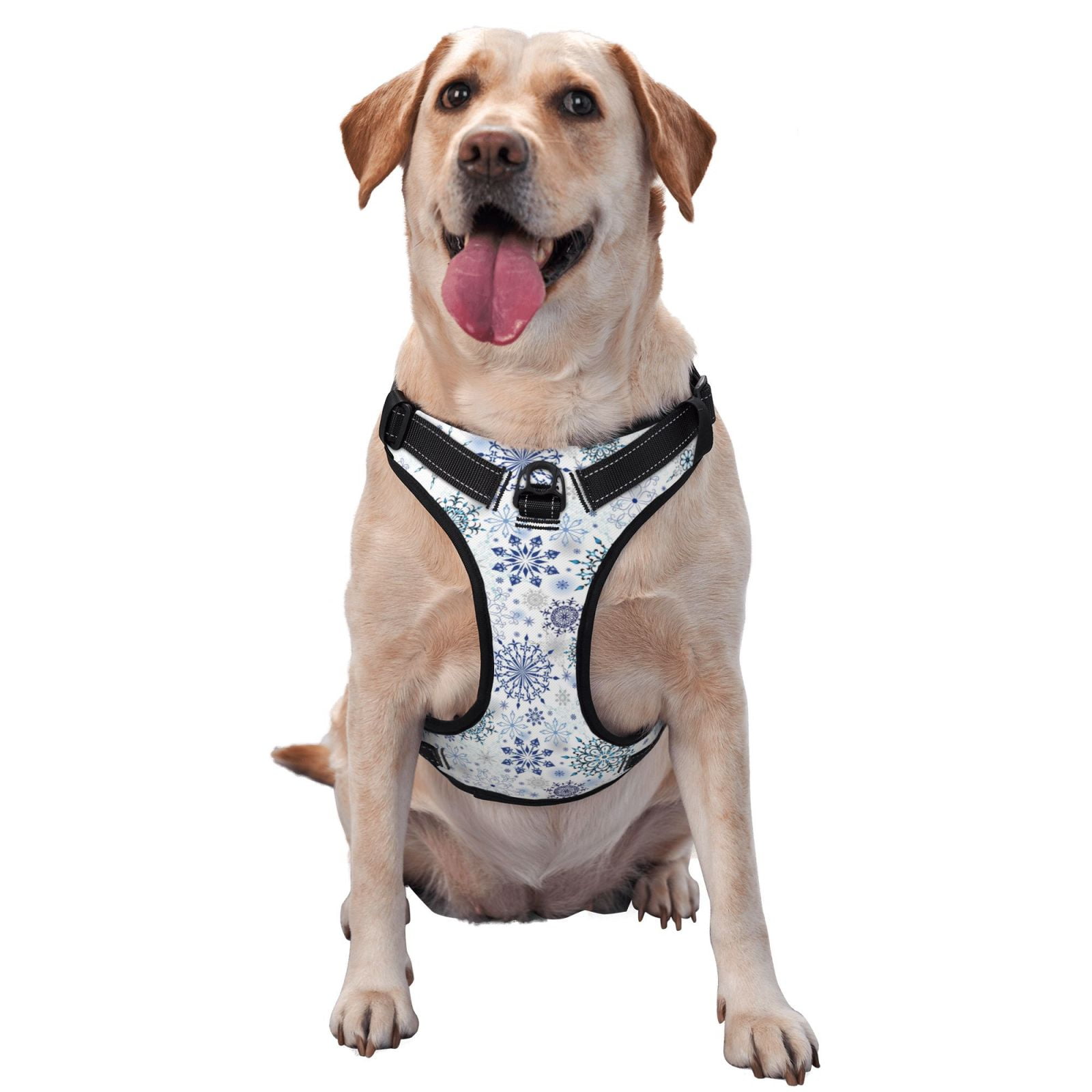 Vsdgher Retro ice blue snowflakes Dog Harness, No-Pull Pet Harness, Dog Vest, Pet Vest for Small to Large Dogs-Medium
