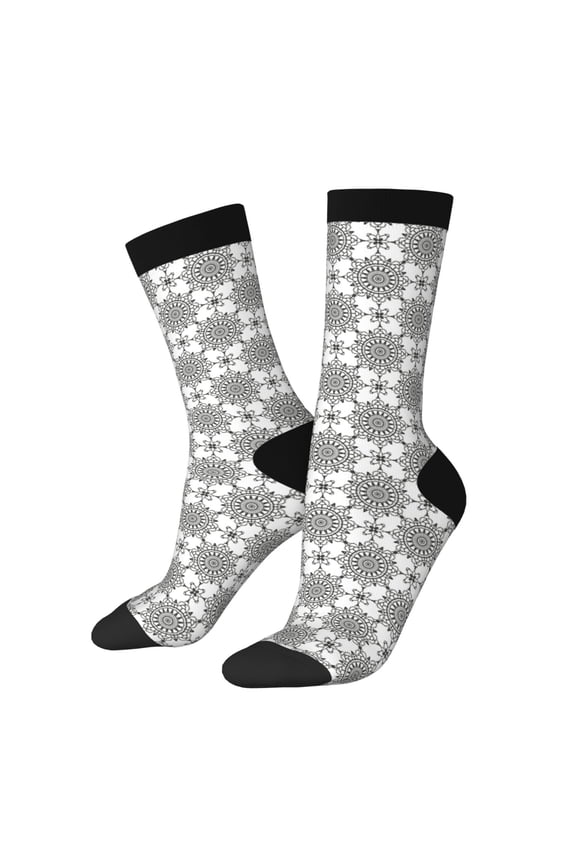 Retro sketch flower lines Crew Socks for Men & Women, Breathable Casual Athletic Ankle Socks
