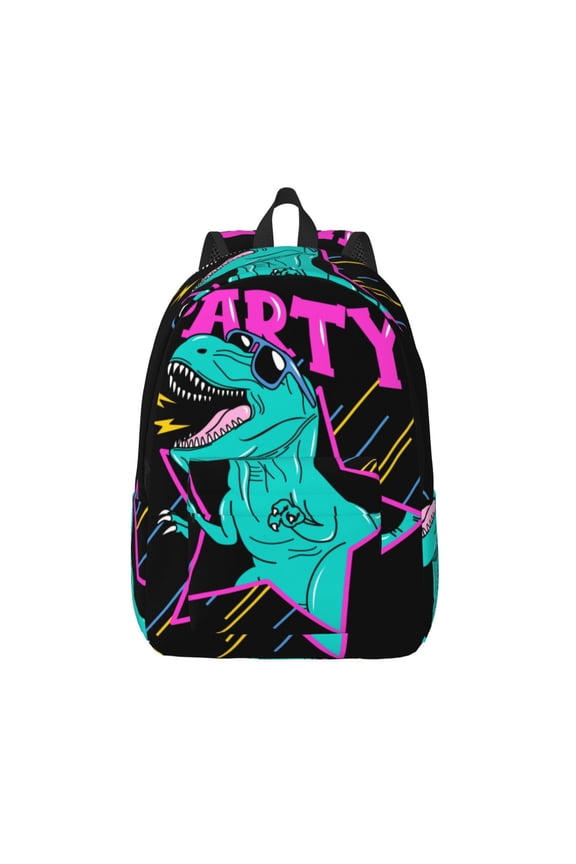 Rex Dinosaur With Sunglasses Print Canvas Backpack Travel Rucksack Unisex Knapsack 15.7/17.7Inch Laptop Backpack for Work,College -Medium