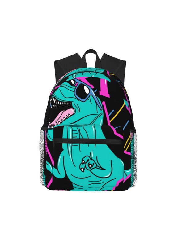 Rex Dinosaur With Sunglasses Print Unisex Large Capacity Bookbag Schoolbag Casual Daypack for High School/College/Teens/Travel/Work
