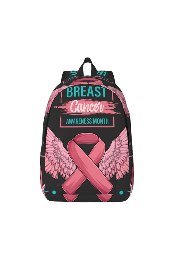 Ribbon With Angel Wings Print Canvas Backpack Travel Rucksack Unisex Knapsack 15.7/17.7Inch Laptop Backpack for Work,College -Small