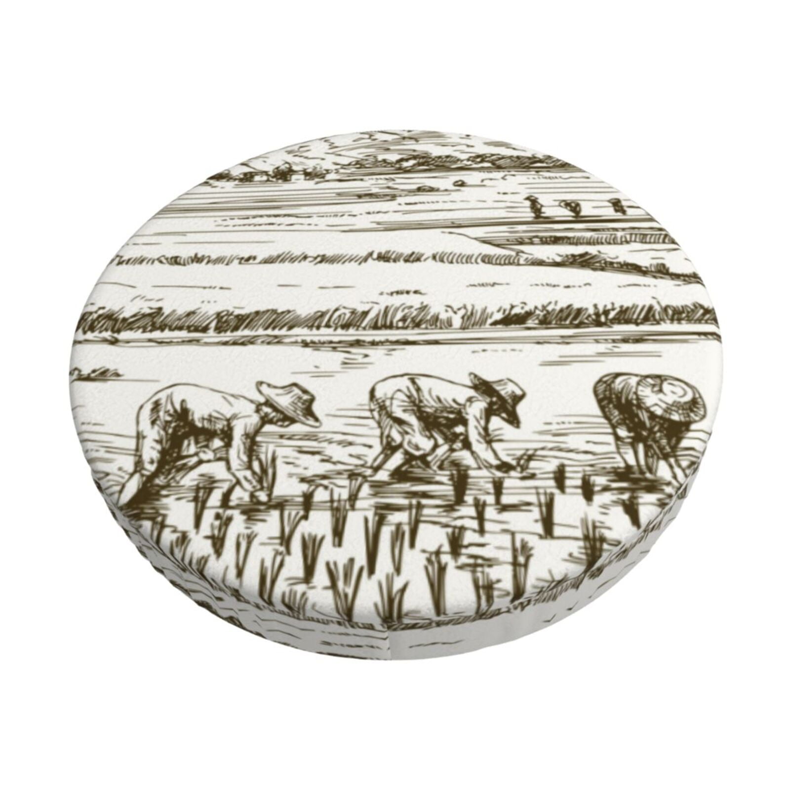 Vsdgher Rice Harvest Print Stool Covers Round,Stretch Round Stool