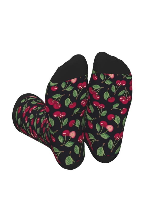 Ripe Red Cherry Unisex Crew Socks Lightweight Breathable Ventilation Ankle Socks, Mid-calf socks for Daily