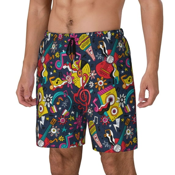Vsdgher Rock Music for Mens Swim Trunks with Compression Liner Swim Shorts Swim Suits Board Shorts-Small