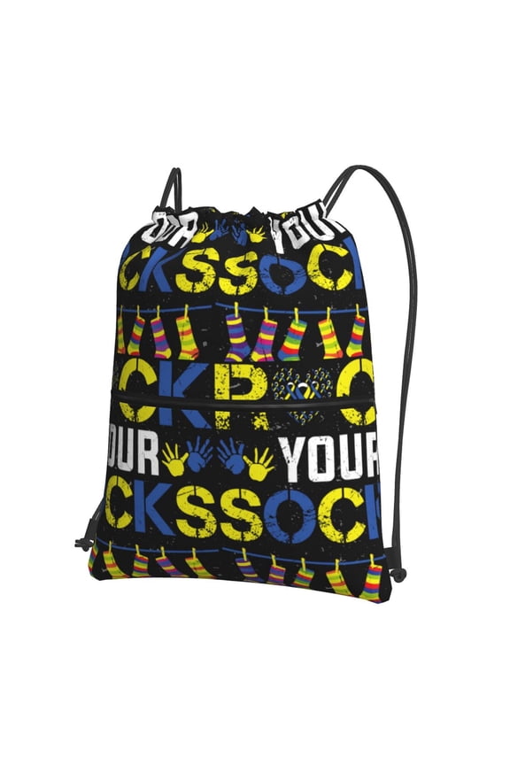 Rock Your Socks Drawstring Backpack Water Resistant String Bag Sports Sackpack Gym Sack for Men Women