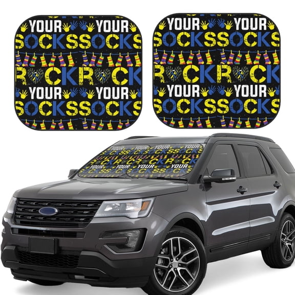 Vsdgher Rock Your Socks Print Car Windshield Sun Shade, Reflective Sunshade Window Sunshade Sun Visor Protector Fit for Cars,Trucks,SUVs-Small
