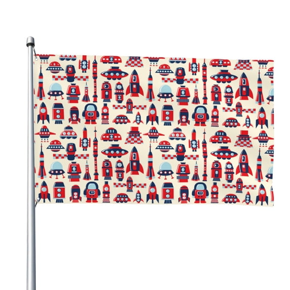 Vsdgher Rocket Pattern Print Outdoor Decorative Flag 4x6ft, Suitable for outdoor decoration, can be hung indoors, on outdoor lawns, balconies, parties