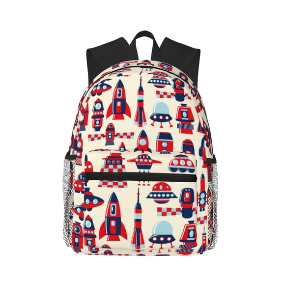 Vsdgher Rocket Pattern Print Unisex Large Capacity Bookbag Schoolbag Casual Daypack for High School/College/Teens/Travel/Work