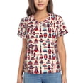 thumbnail image 1 of Vsdgher Rocket Pattern Women Shirts V Neck Short Sleeve Tops T-Shirt Basic Tees, S to 3XL3X-Large, 1 of 5