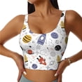 thumbnail image 1 of Vsdgher Rocket Planets Print Women Sleeveless Athletic Tank Top Built-in Bra Camisole Sports Vest for Yoga Running Fitness Exercise with Removable Pads, 1 of 8