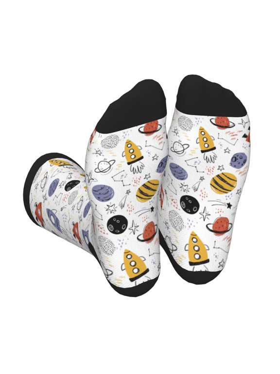 Rocket Planets Unisex Crew Socks Lightweight Breathable Ventilation Ankle Socks, Mid-calf socks for Daily