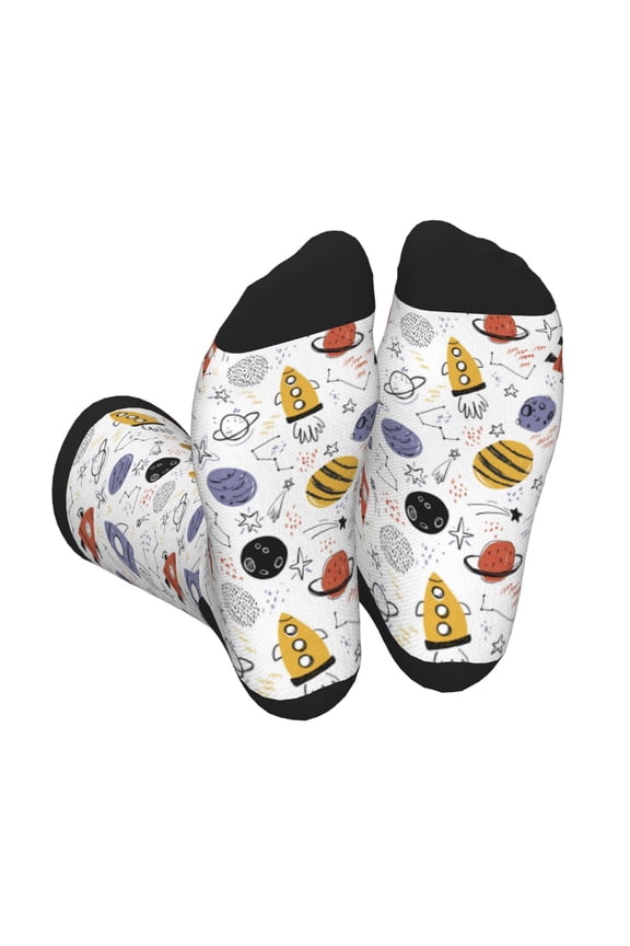 Rocket Planets Unisex Crew Socks Lightweight Breathable Ventilation Ankle Socks, Mid-calf socks for Daily