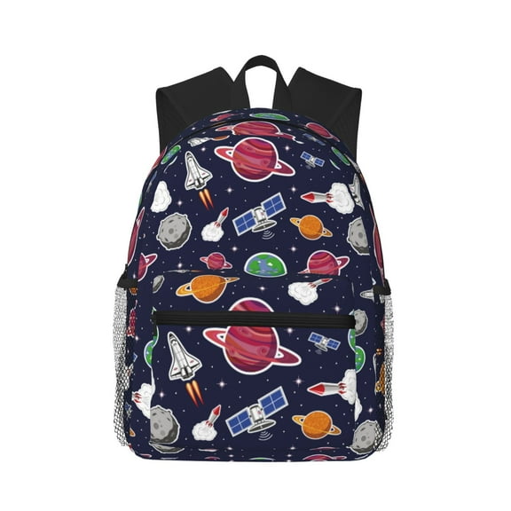 Vsdgher Rocket Satellite Print Unisex Large Capacity Bookbag Schoolbag Casual Daypack for High School/College/Teens/Travel/Work