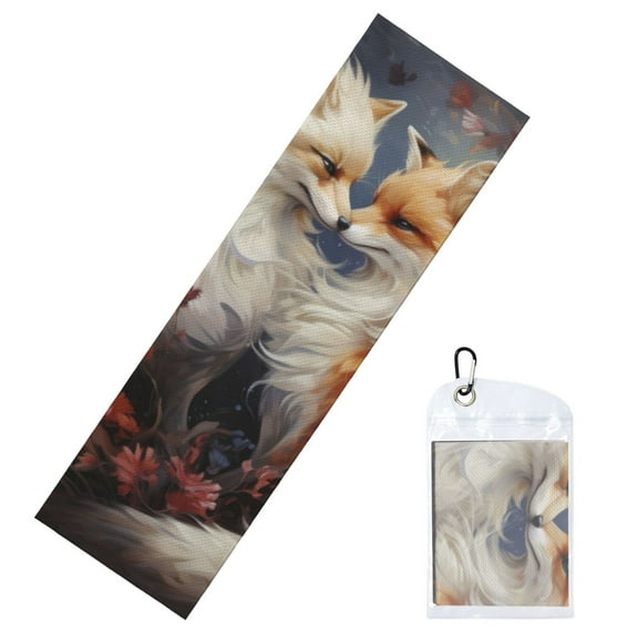 Vsdgher Romantic Flower Fox Couple Cooling Towel (40"x12"), Soft Breathable Chilly Towel, Ice Towel, Microfiber Towel for Sport, Workout & More Activities
