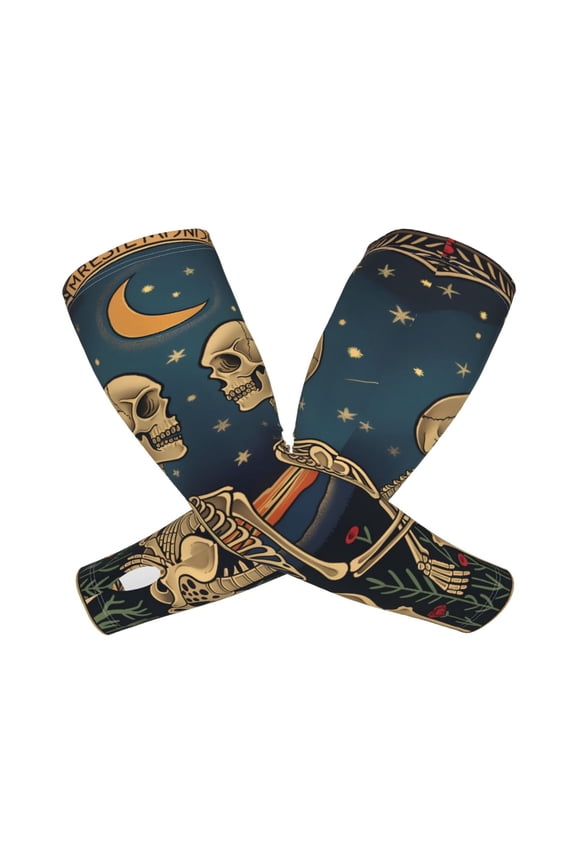 Romantic Skeletons Under Moon Pattern Cooling Arm Sleeves for Men & Women, Breathable, UV Sun Protection, Sports Arm Sleeves for Women, Men & Youth