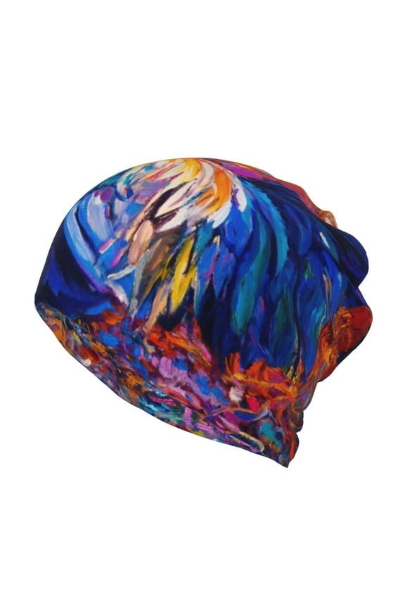 Rooster Oil Painting Slouchy Beanie Hat for Men/Women, Skull Cap Chemo Cap Night Sleeping Cap