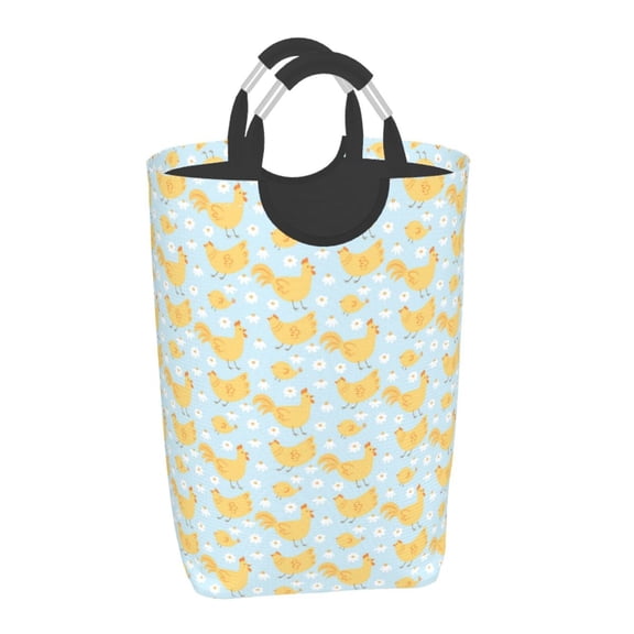 Vsdgher Roosters Print Square Laundry Bag Large Collapsible Dirty Clothes Bags With Handles Waterproof Essentials Storage For College Dorm, Family