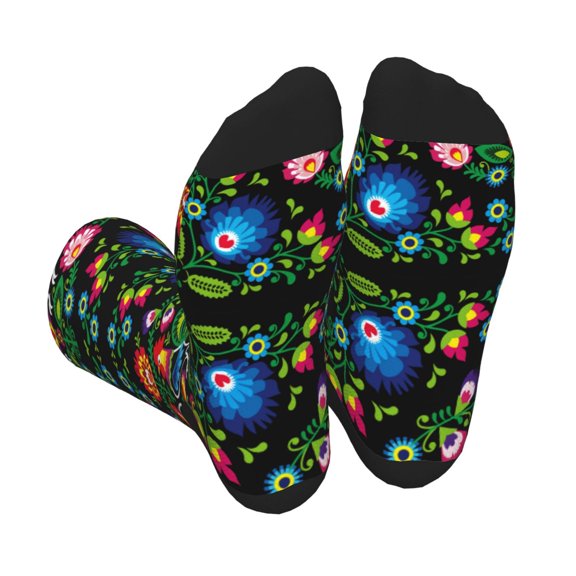 Vsdgher Roosters and Flowers Unisex Crew Socks Lightweight Breathable Ventilation Ankle Socks, Mid-calf socks for Daily