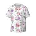 thumbnail image 1 of Vsdgher Rose Flower B Print Men's Wrinkle Free Untucked Cuban Shirt Business Casual Button Down Shirts Short Sleeve Shirt, 1 of 7
