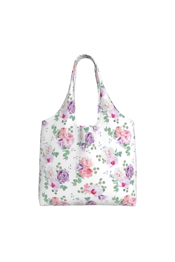 Rose Flower B Print canvas Tote Bag, Lightweight Cloth Bags, Suitable for shopping, groceries, travel