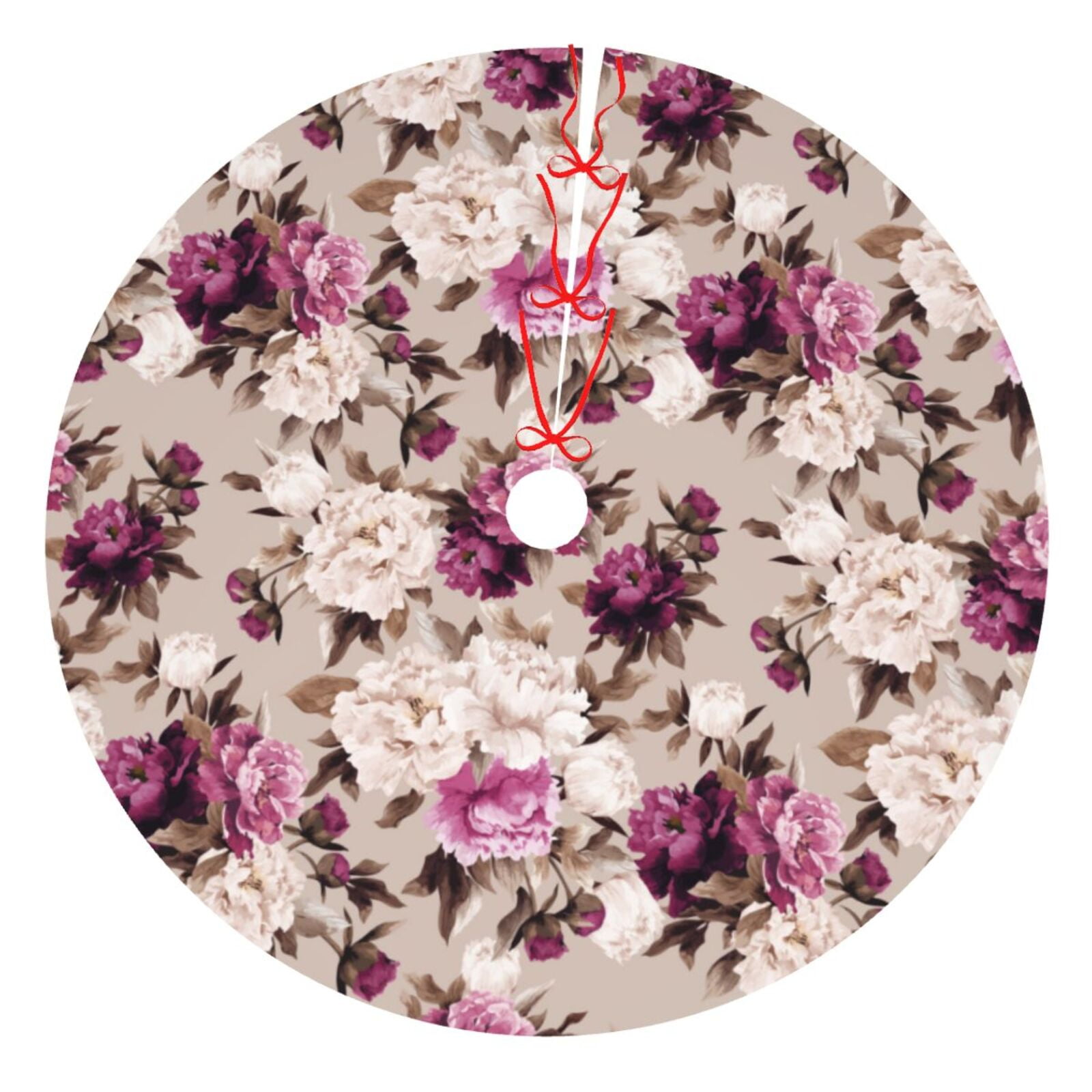 Vsdgher Rose Flowers Christmas Tree Skirt Snowman Xmas Tree Skirt with