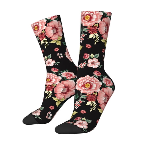 Vsdgher Rose Flowers Crew Socks for Men & Women, Breathable Casual Athletic Ankle Socks