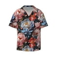thumbnail image 1 of Vsdgher Rose Flowers Print Men's Wrinkle Free Untucked Cuban Shirt Business Casual Button Down Shirts Short Sleeve Shirt, 1 of 1
