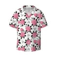 thumbnail image 1 of Vsdgher Rose Flowers Print Men's Wrinkle Free Untucked Cuban Shirt Business Casual Button Down Shirts Short Sleeve Shirt, 1 of 7