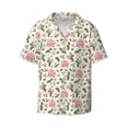 thumbnail image 1 of Vsdgher Rose Flowers Print Men's Wrinkle Free Untucked Cuban Shirt Business Casual Button Down Shirts Short Sleeve Shirt, 1 of 7