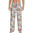 thumbnail image 1 of Vsdgher Rose Flowers Print Mens Pajama Pants Sleep & Lounge Pants, PJ Bottoms With elastic waistb and Pockets, 1 of 5