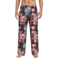 thumbnail image 1 of Vsdgher Rose Flowers Print Mens Pajama Pants Sleep & Lounge Pants, PJ Bottoms With elastic waistb and Pockets, 1 of 5