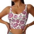 thumbnail image 1 of Vsdgher Rose Flowers Print Women Sleeveless Athletic Tank Top Built-in Bra Camisole Sports Vest for Yoga Running Fitness Exercise with Removable Pads, 1 of 8