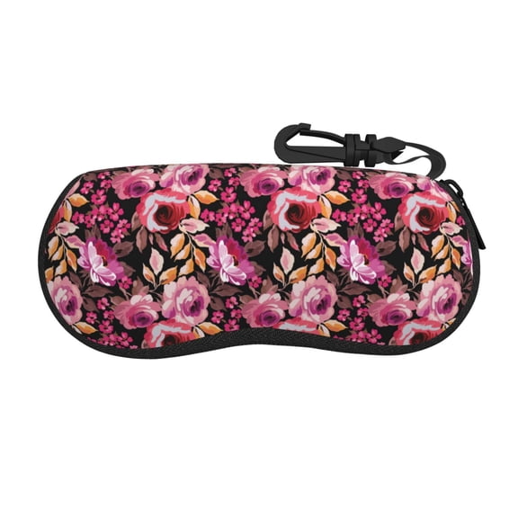 Vsdgher Rose Flowers Sunglasses Soft Case Neoprene Zipper Eyeglass Case, Zipper Portable Spectacle Cases for Men Women