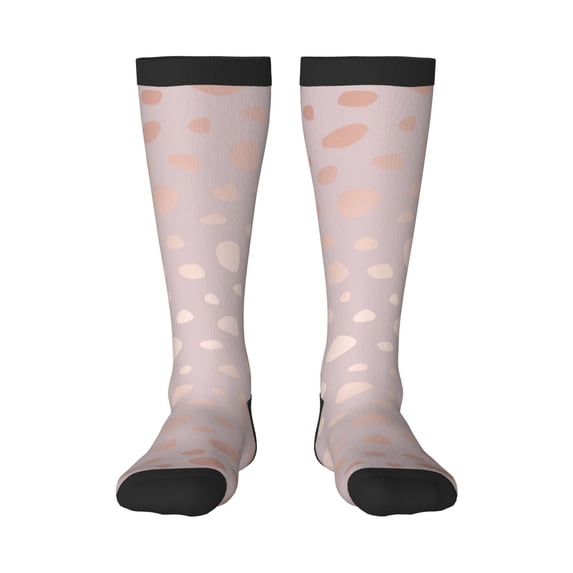 Vsdgher Rose Gold Abstract Spots 1 Print Thigh High Socks Extra Long Stretchy Sock Women Over Knee High Opaque Stocking Daily Wear