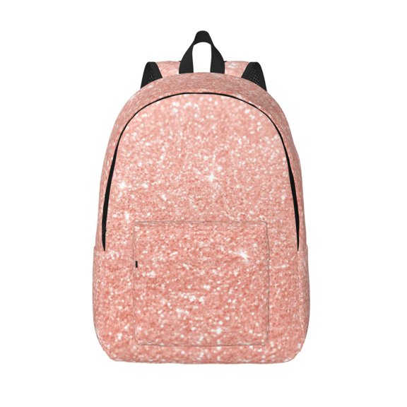 Vsdgher Rose Gold Glitter Print Canvas Backpack Travel Rucksack Unisex Knapsack 15.7/17.7Inch Laptop Backpack for Work,College -Medium