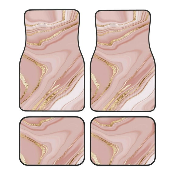 Vsdgher Rose Gold Glitter Splatter Car Foot Mat Set of 4 Pieces Universal Floor Liner Car Accessories Fits Most Cars, Trucks, Vans, sedans, SUV