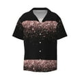 thumbnail image 1 of Vsdgher Rose Gold Glitter1 Print Men's Wrinkle Free Untucked Cuban Shirt Business Casual Button Down Shirts Short Sleeve Shirt, 1 of 7