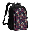 thumbnail image 1 of Vsdgher Roses Skulls Print Travel Laptop Backpack, Laptops Backpack with USB Charging Port, Water Resistant Computer Bag Gift for Men & Women, 1 of 7