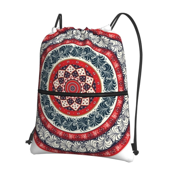 Vsdgher Round Design Drawstring Backpack Water Resistant String Bag Sports Sackpack Gym Sack for Men Women