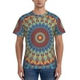 thumbnail image 1 of Vsdgher Round Mandala Print Men's Dry Fit Mesh Athletic Shirts Moisture Wicking Tennis T-Shirt Tops, 1 of 9