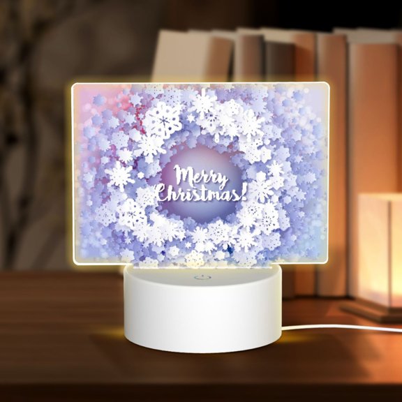 Vsdgher Round Snow Merry Christmas Rectangular Acrylic Night Light Acrylic Sleep Night Light Friend Gifts for Birthday Gifts for Women Teens Boys Girls