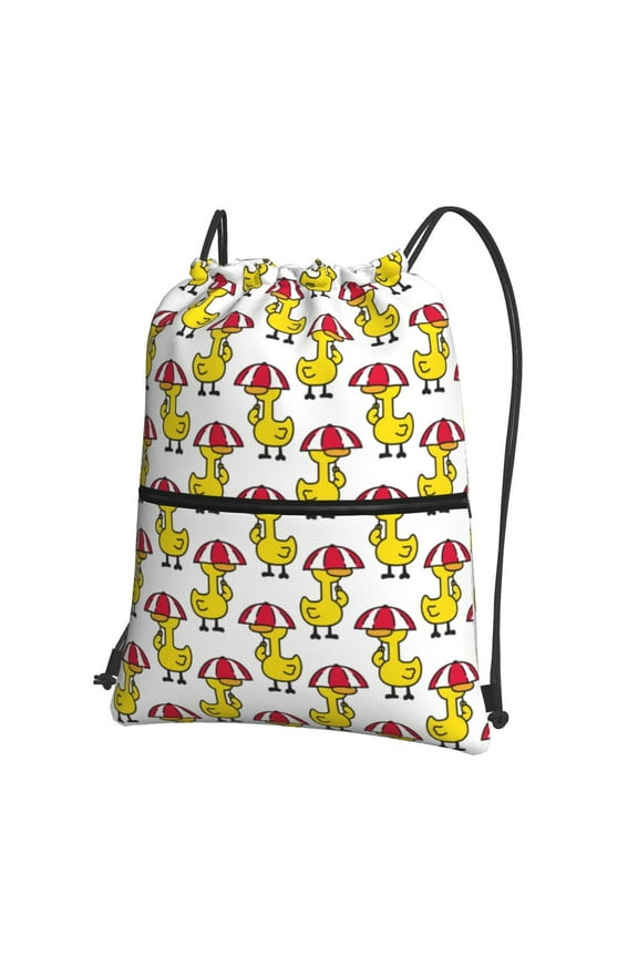 Rubber Duck Chicken Bird Drawstring Backpack Water Resistant String Bag Sports Sackpack Gym Sack for Men Women