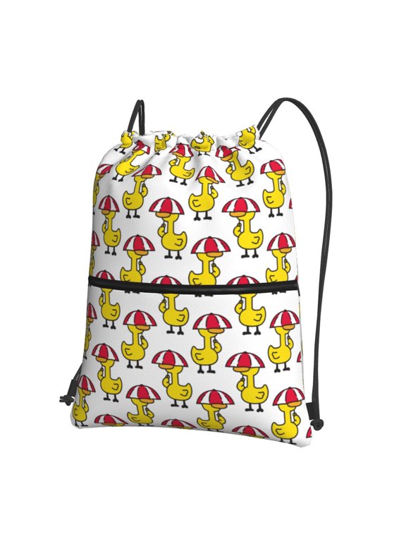 Rubber Duck Chicken Bird Drawstring Backpack Water Resistant String Bag Sports Sackpack Gym Sack for Men Women