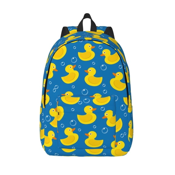 Vsdgher Rubber Duck Print Canvas Backpack Travel Rucksack Unisex Knapsack 15.7/17.7Inch Laptop Backpack for Work,College -Medium