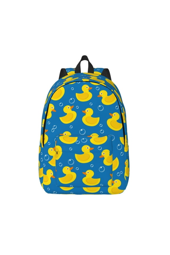 Rubber Duck Print Canvas Backpack Travel Rucksack Unisex Knapsack 15.7/17.7Inch Laptop Backpack for Work,College -Medium