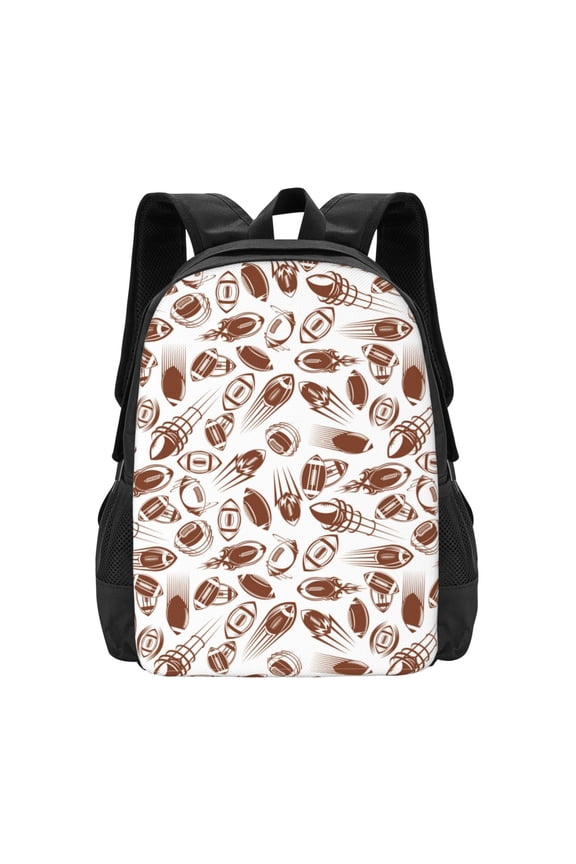Rugby Style Print Backpack for Women Men School Bookbag with Laptop Compartment for College Work Travel, Simple Fashion Casual Daypack, Fit 15" Laptop