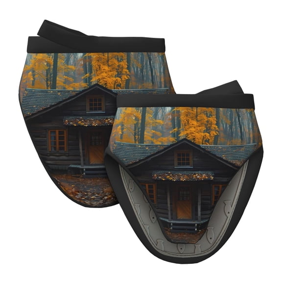 Vsdgher Rustic Cabin Autumn Forest Non-Slip Mini Oven Mitt Set, Short Oven Mitts for Baking Grilling Barbecue Microwave, 5.9"x5.9"in
